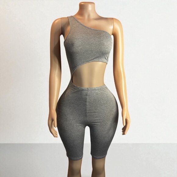 Women Waist Cut Out Short Romper - Picture 6 of 7